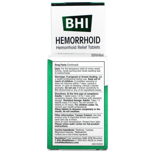MediNatura, BHI, Hemorrhoid Relief, 100 Tablets 1