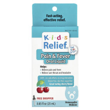 Homeolab USA, Kids Relief, Schmerz- & Fieber-Orallösung, Für Kinder 0-12 Jahre, Kirsche, 0,85 fl oz (25 ml)