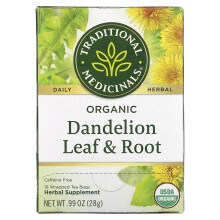 Traditional Medicinals, Tisanes, Thé Feuille et Racine de Pissenlit Biologique, Sans Caféine, 16 Sachets de Thé, 0,99 oz (28 g)