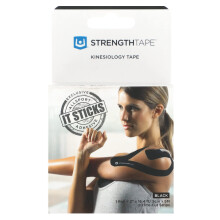 Strengthtape, Ruban Kinésiologique, Noir, 20 Bandes Pré-Coupées