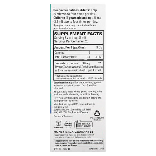 Terry Naturally, Sirop Bronchial Clear, 3,4 fl oz (100 ml) 1