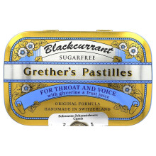 Grether's Pastillen, Für Hals und Stimme, Zuckerfrei, Schwarze Johannisbeere, 24 Lutschpastillen, 2 1/8 oz (60 g)