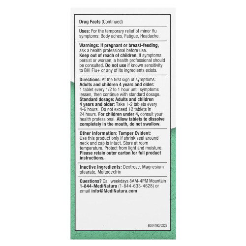 MediNatura, BHI Flu+, 100 Comprimés 2