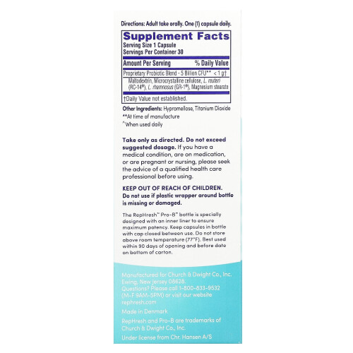 Rephresh, Pro-B, Complément Probiotique Vaginal, 30 Gélules 1