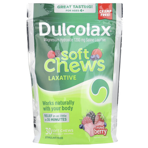 Dulcolax, Soft Chews Kids, Ages 4+, Mixed Berry, 30 Soft Chews