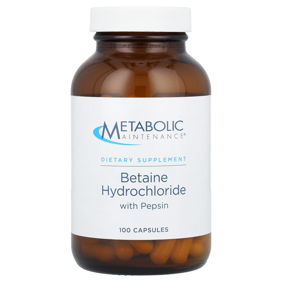 Metabolic Maintenance , Betaine Hydrochloride With Pepsin, 100 Capsules