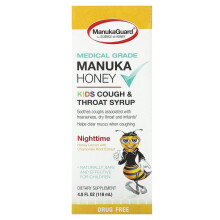 ManukaGuard, Manuka-Honig, Kinder Husten- & Halssirup, Nachts, Honig Zitrone, 4 fl oz (118 ml)