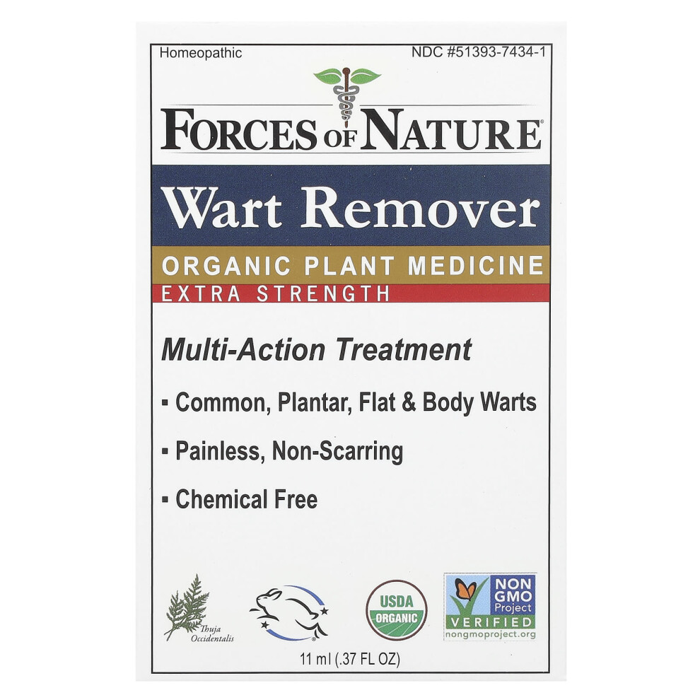 Forces Of Nature , Wart Remover, Organic Plant Medicine, Extra Strength, 0.37 Fl Oz (11 Ml)