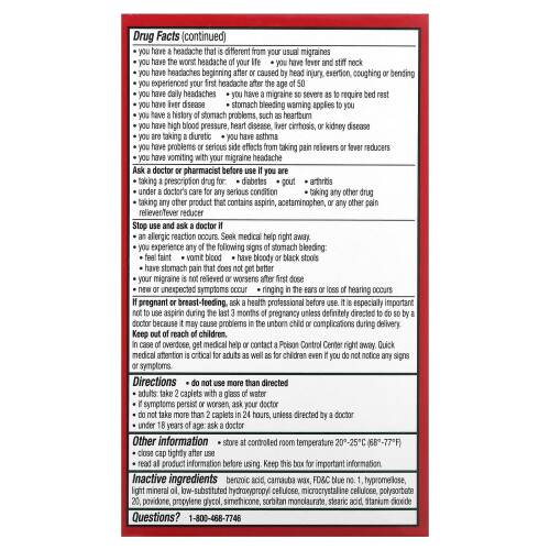 Excedrin, Migräne-Linderung, 200 Tabletten 2