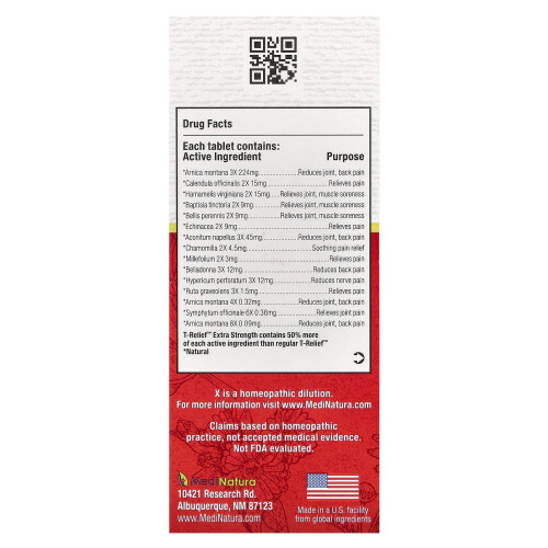 MediNatura, T-Relief, Arnica +12, Extra Puissance, 100 Comprimés 1