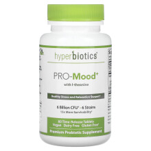 Hyperbiotics, Pro-Mood com L-Tirosina, 6 Bilhões de CFU, 60 Comprimidos de Liberação Controlada