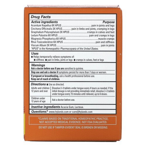Hyland's Naturals, Crampes aux Jambes, 100 Comprimés à Dissolution Rapide 1