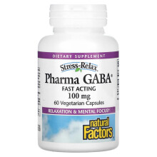 Natural Factors, Stress Relax, Pharma GABA, 100 mg, 60 Vegetarische Kapseln