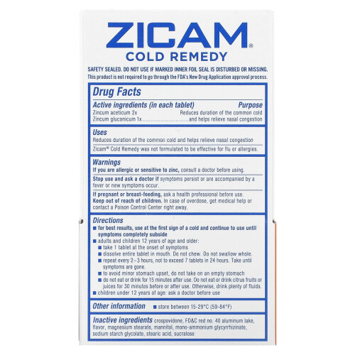 Zicam, Cold Remedy, RapidMelts, Cherry, 25 Quick Dissolve Tablets 1