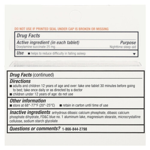 Unisom, SleepTabs, Nighttime Sleep-Aid, 25 mg, 32 Tablets 2
