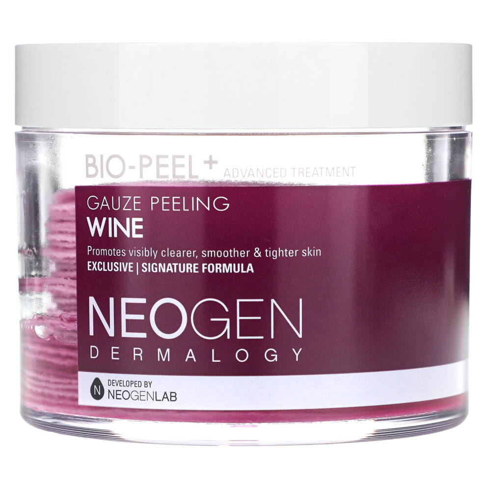 Neogen , Dermalogy, Bio-Peel + Advanced Treatment, Gauze Peeling, Wine, 30 Count, 6.76 Fl Oz (200 Ml)