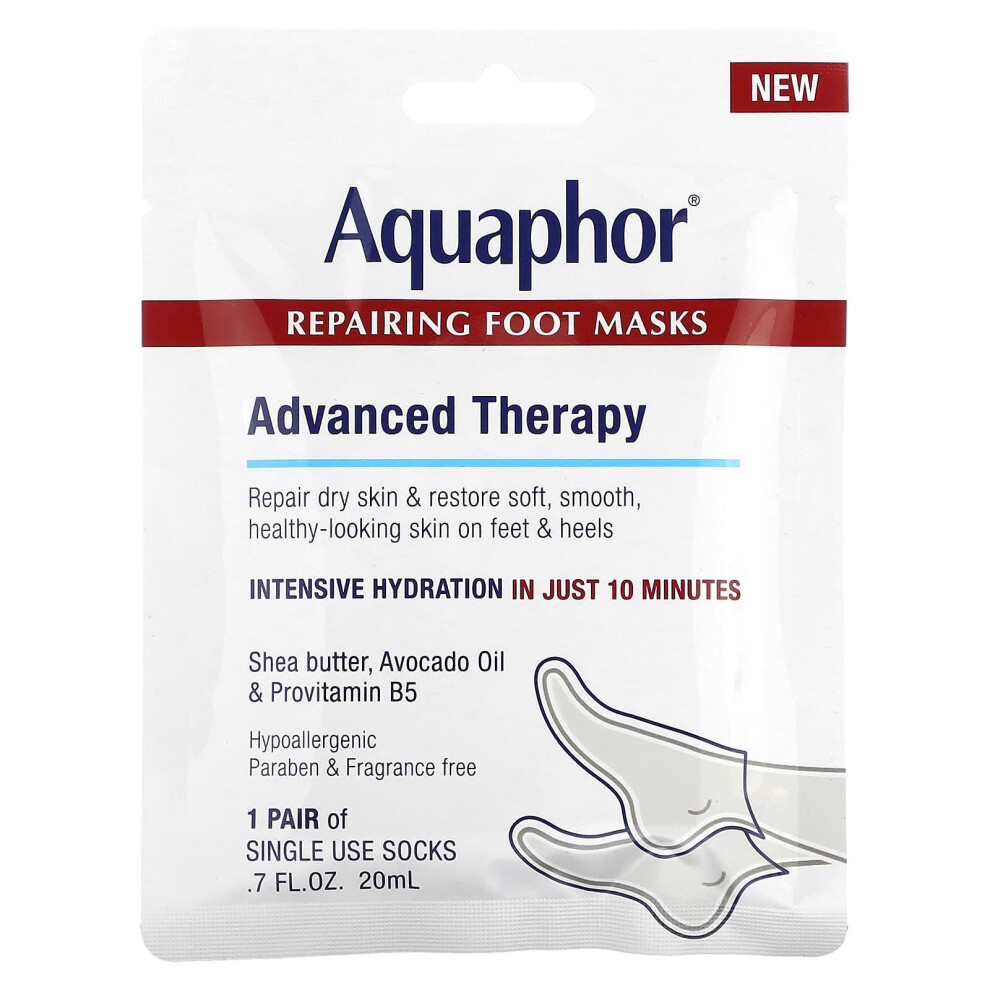 Aquaphor, Repairing Foot Masks, 1 Pair, .7 fl oz (20 ml)-image-OPC-PJTXFKR-NEW