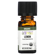 Aura Cacia, Reines Ätherisches Öl, Bio Zitrone, 0,25 fl oz (7,4 ml)