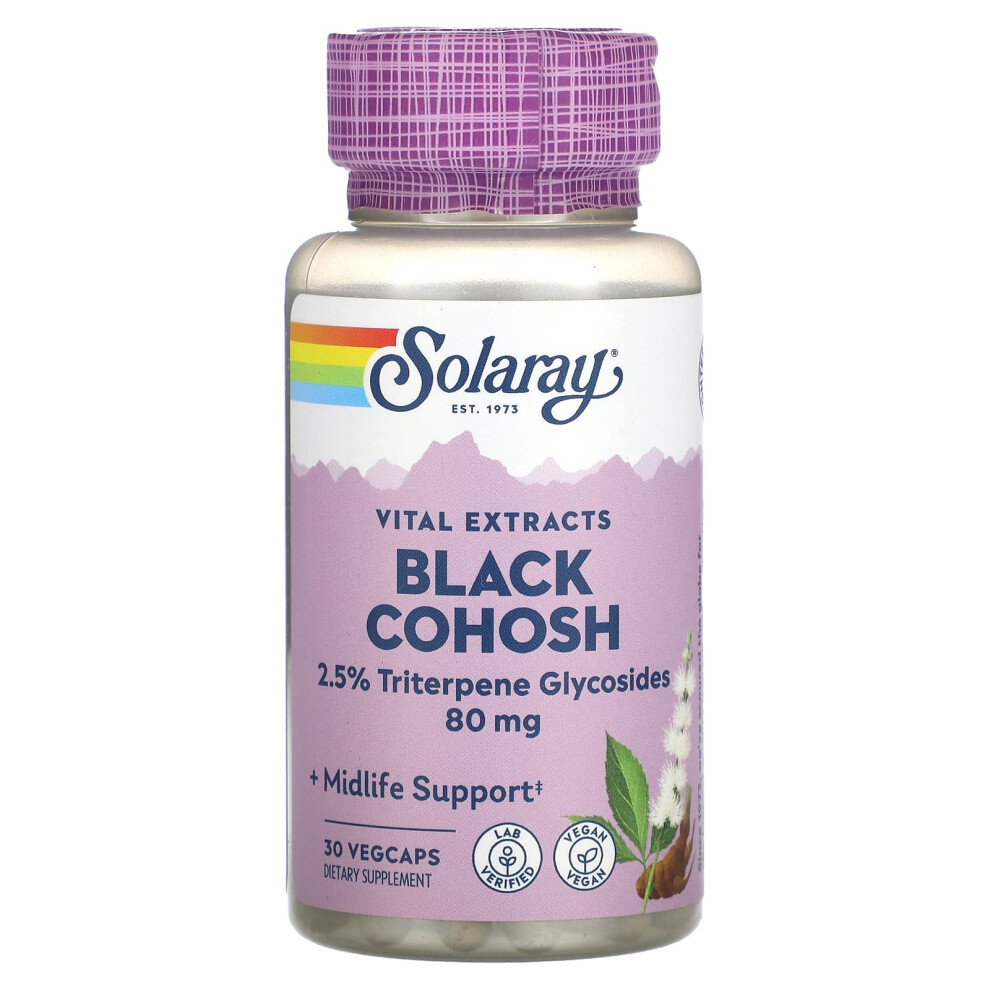 Solaray Black Vital Extracts, Cohosh, 80 Mg, 30 Vegcaps