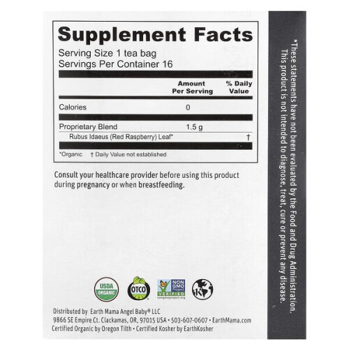 100% Organic Raspberry Leaf Tea, Caffeine Free 1