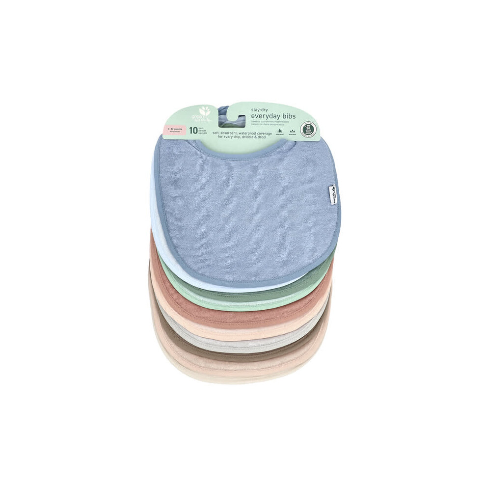 Stay-Dry Everyday Bibs, 3-12 Months, Multicolor Green Sprouts
