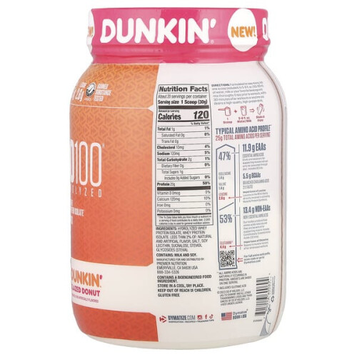 ISO100 Hydrolysiert, 100% Molkenprotein-Isolat, Dunkin Glasiertes Donut 1
