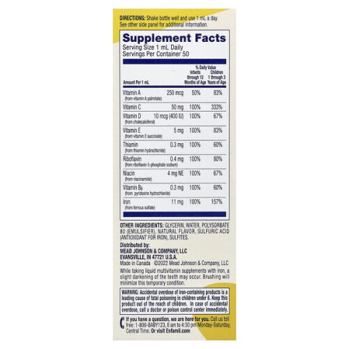 Poly·Vi·Sol, Cerveau & Corps, Multivitamines et Gouttes de Fer, 6-24 Mois 1