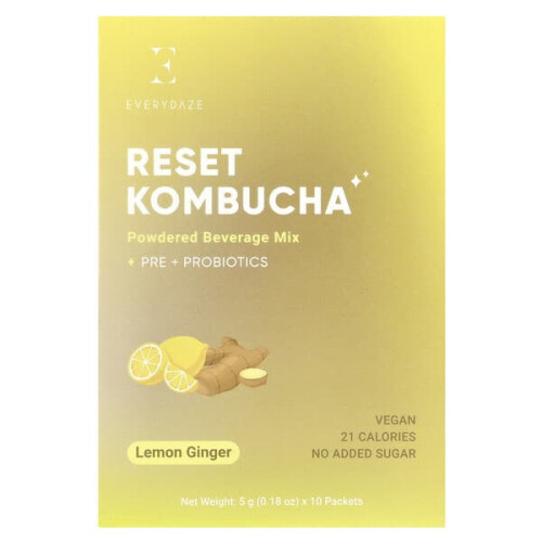 Reset Kombucha, Powdered Beverage Mix, Lemon Ginger