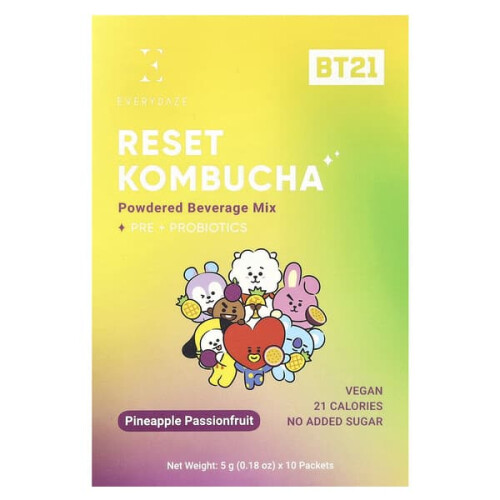 Reset Kombucha, Powdered Beverage Mix, Pineapple Passionfruit