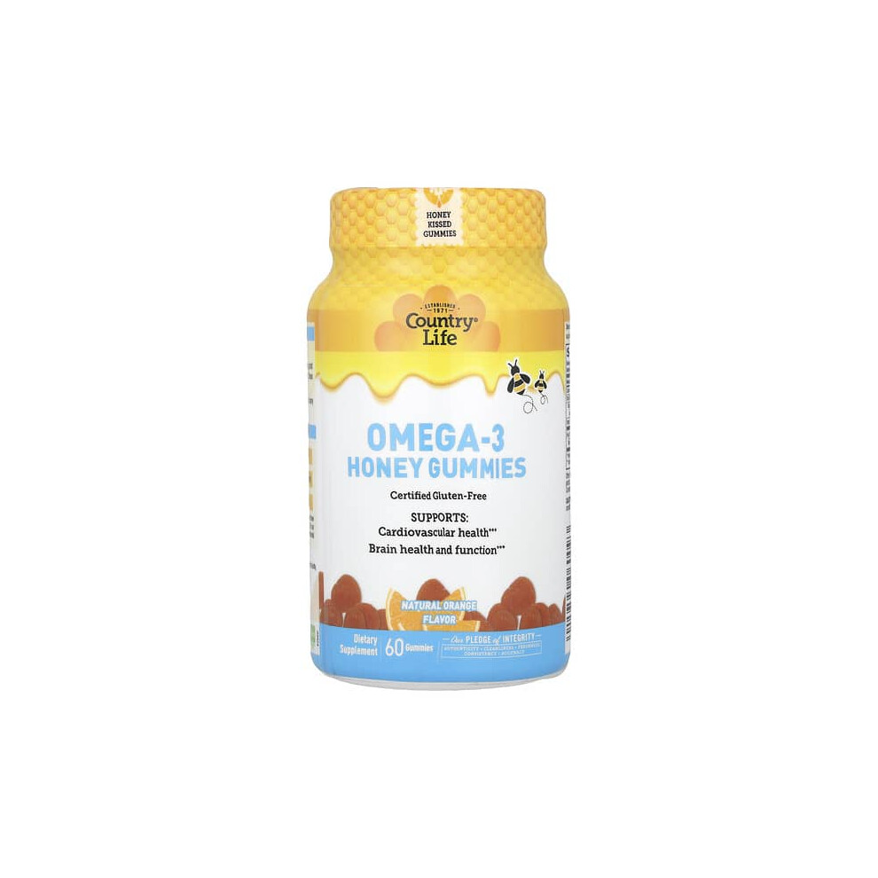 Country Life Orange Omega-3 Honey Gummies, Natural
