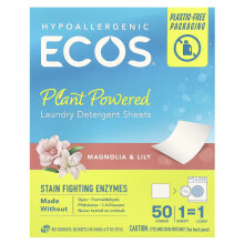 ECOS, Plant Powered Laundry Detergent Sheets, Magnolia & Lily