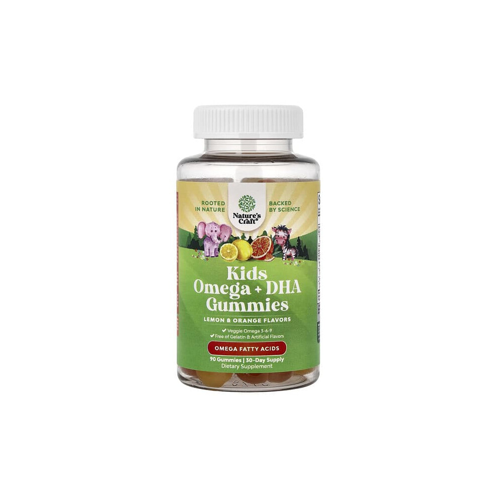 Nature's Craft Orange Kids Omega + Dha Gummies, Lemon &