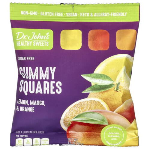 Gummy Squares, Sugar Free, Lemon, Mango & Orange