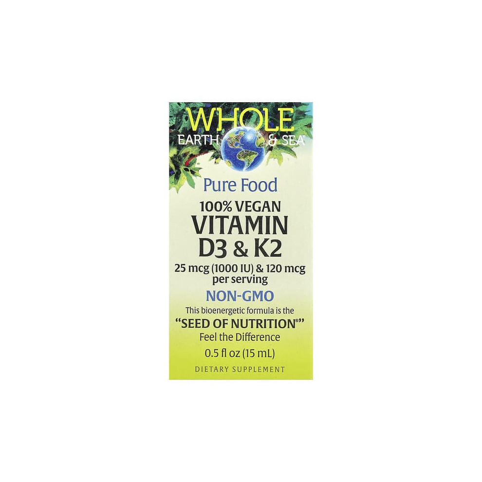 Natural Factors Whole Earth Sea, 100% Vegan Vitamin D3 & K2