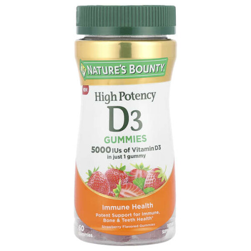 Vitamin D3 Gummis, Hochdosiert, Erdbeere