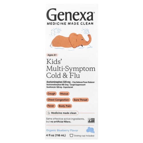 Kinder-Multi-Symptom Erkältung & Grippe, Ab 4 Jahren, Bio-Blaubeere
