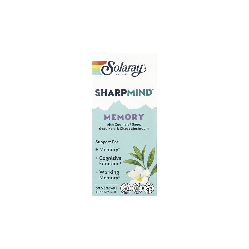 Solaray Sharpmind Memory With Cognivia Sage, Gotu Kola & Chaga Mushroom