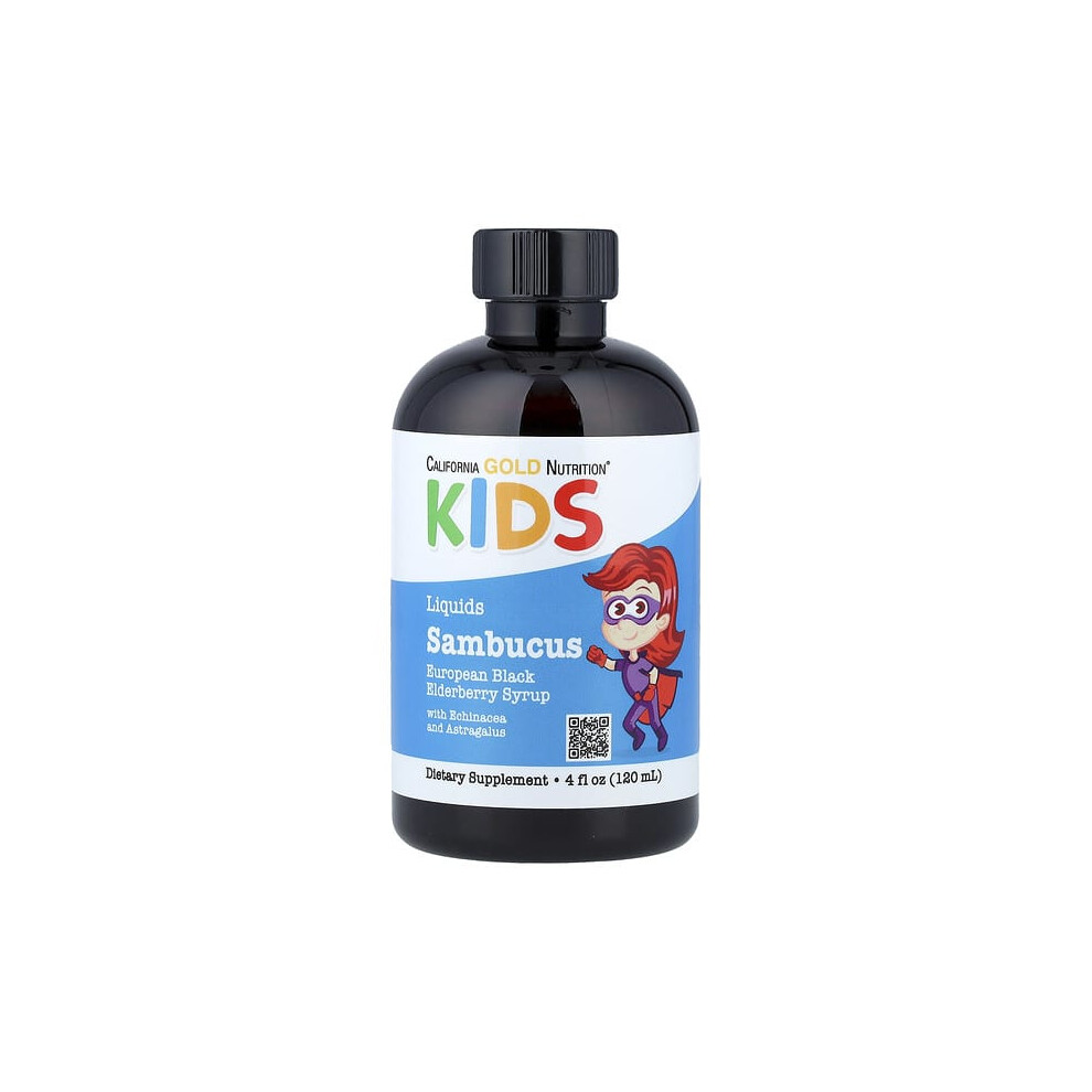 California Gold Nutrition Gold/Black Children's Sambucus Elderberry Syrup