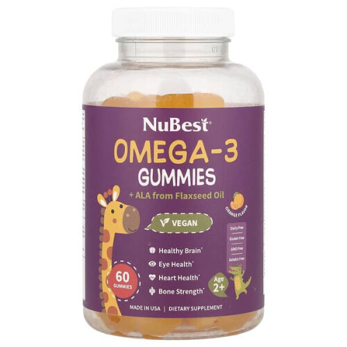 Omega-3 Gummies + ALA from Flaxseed Oil, Age 2+, Orange