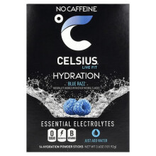 Live Fit, Hydratation, Électrolytes essentiels, Sans caféine, Bleu framboise