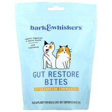 Bark & Whiskers, Gut Restore Bites, For Dogs & Cats