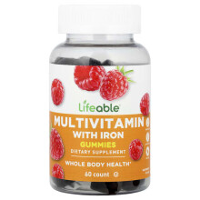 Multivitamin mit Eisen Gummis, Himbeere