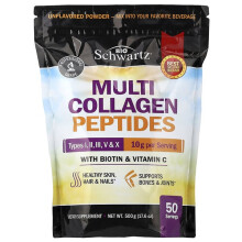 Poudre de Peptides Multi-Collagène, Types I, II, III, V & X, Avec Biotine et Vitamine C, Non Parfumée