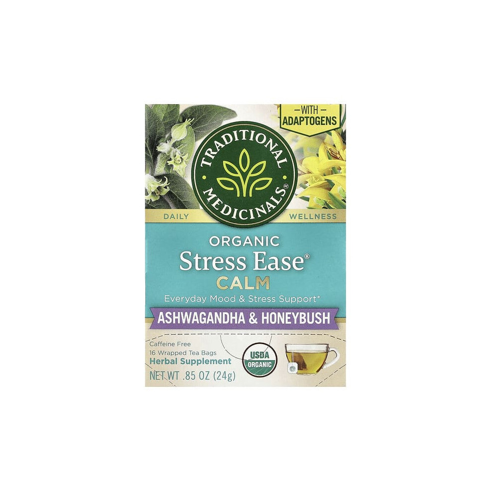 Traditional Medicinals Organic Stress Ease Calm, Ashwagandha & Honeybush, Caffeine Free