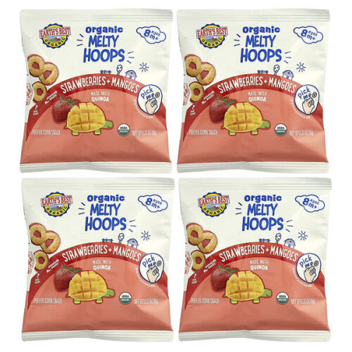 Bio-Melty Hoops, Puffmais-Snack, 8+ Monate, Erdbeeren + Mangos 2