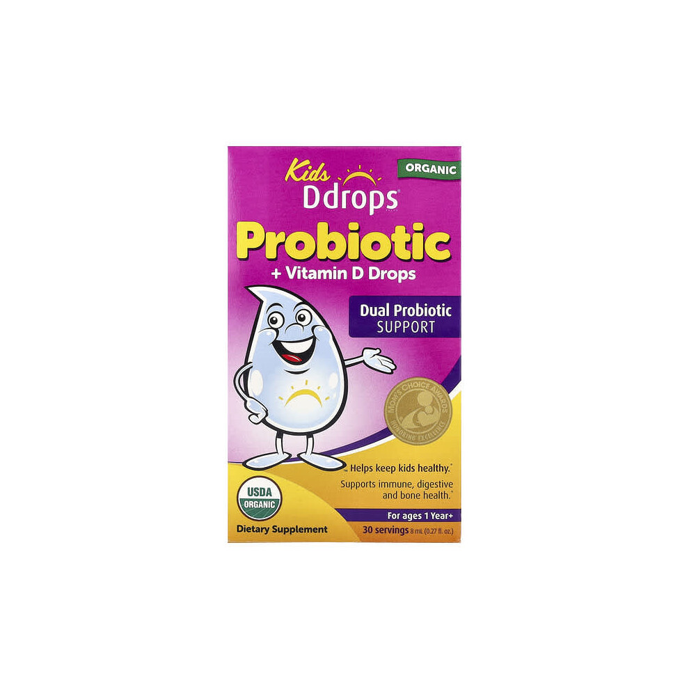 D Drops Kids Ddrops, Organic Probiotic + Vitamin For Ages 1 Year+