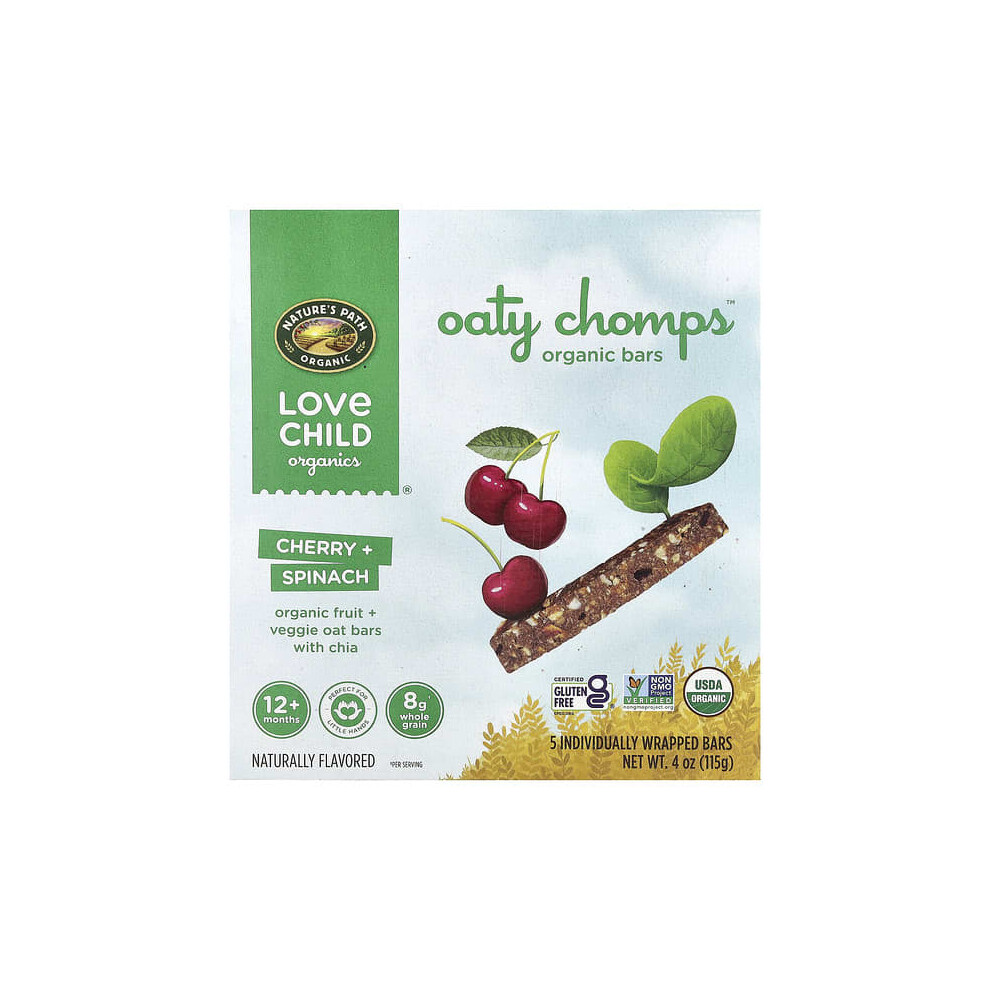 Oaty Chomps Organic Bars, 12+ Months, Cherry + Spinach