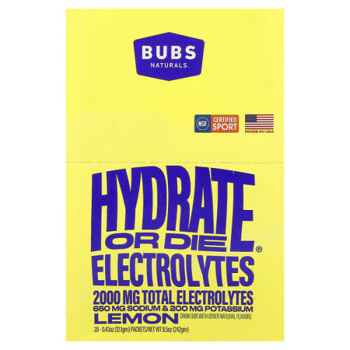 Hydrate or Die, Electrolytes Drink Mix, Lemon
