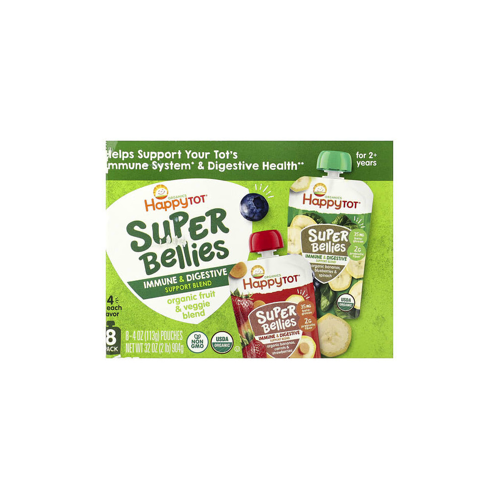 HappyTot, Super Bellies, For 2+ Years, Organic Fruit & Veggie Blend, Variety Pack