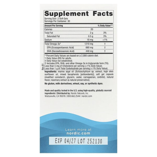 Nordic Naturals Ultimate Omega, Plant-Based EPA & DHA, Lemon 1